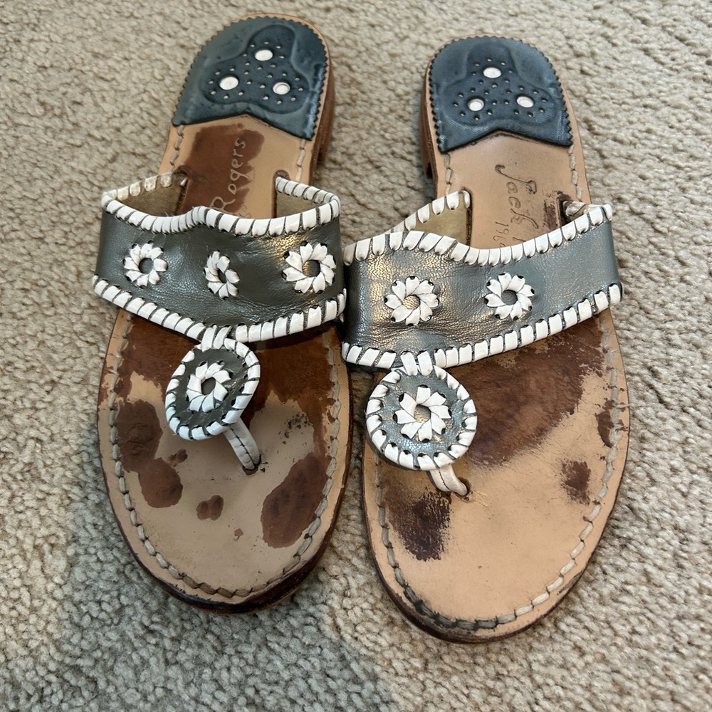 Silver and White Jack Rogers